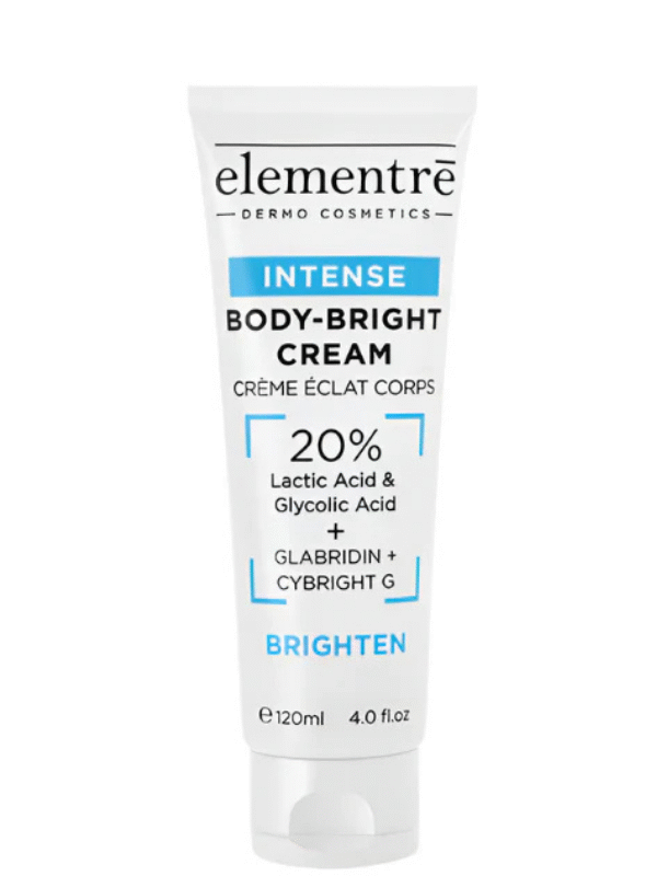 Elementrē 20% Lactic & Glycolic Acid Intense Body Bright Cream – exfoliating and renewing body cream, 120 ml