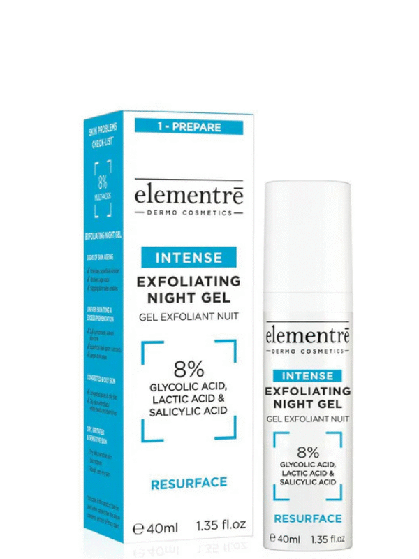 Elementrē Exfoliating Night Gel- kooriv hooldustoode ööseks