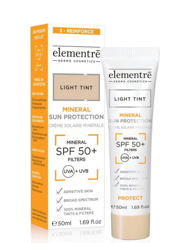 Elementrē SPF 50+ Mineraalne tooniv päikesekaitsekreem näole- Light, 50 ml