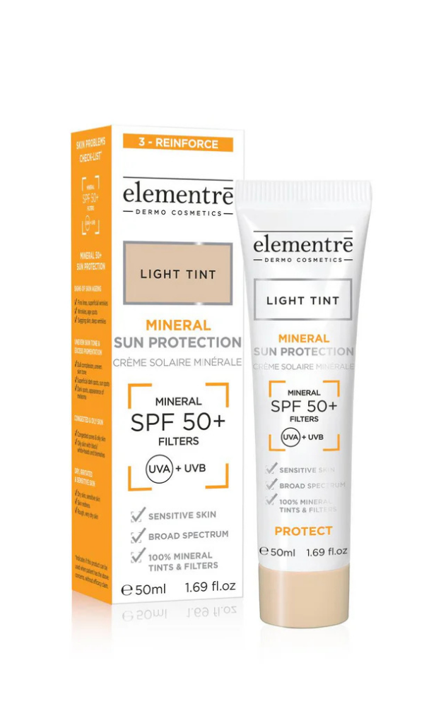 Elementrē SPF 50+ Mineraalne tooniv päikesekaitsekreem näole- Light, 50 ml