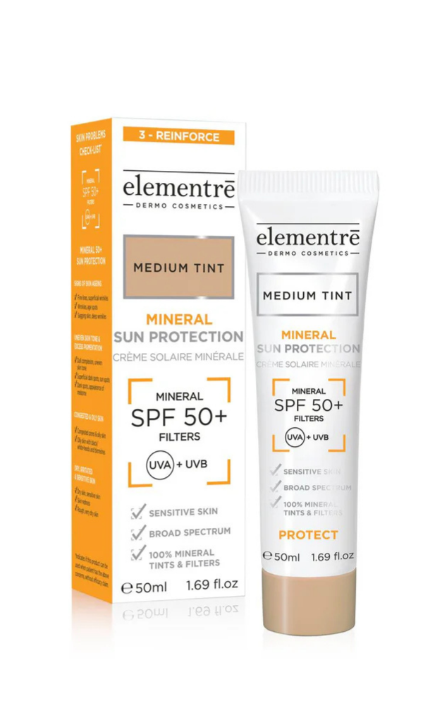Elementrē SPF 50+ Mineraalne tooniv päikesekaitsekreem näole- Medium, 50 ml