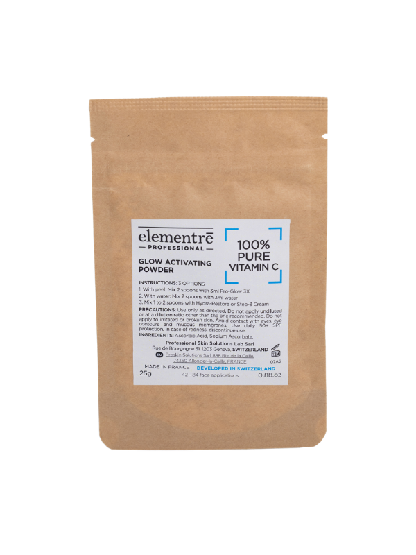 Elementrē Glow Activating Powder – 100% C-vitamiini pulber naha sära ja ühtlase jume toetamiseks, 25 g